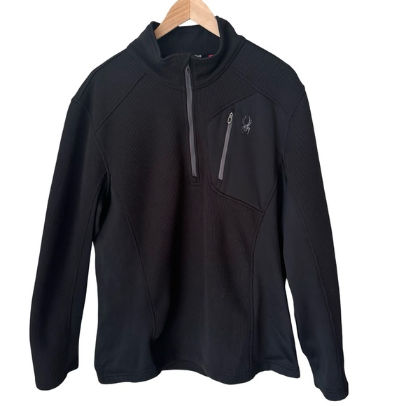 SPYDER Bandit Half Zip Fleece Sweater Jacket Black Pullover Outdoor Activewear - Picture 7 of 13